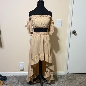 Elegant Off-Shoulder Beige Dress